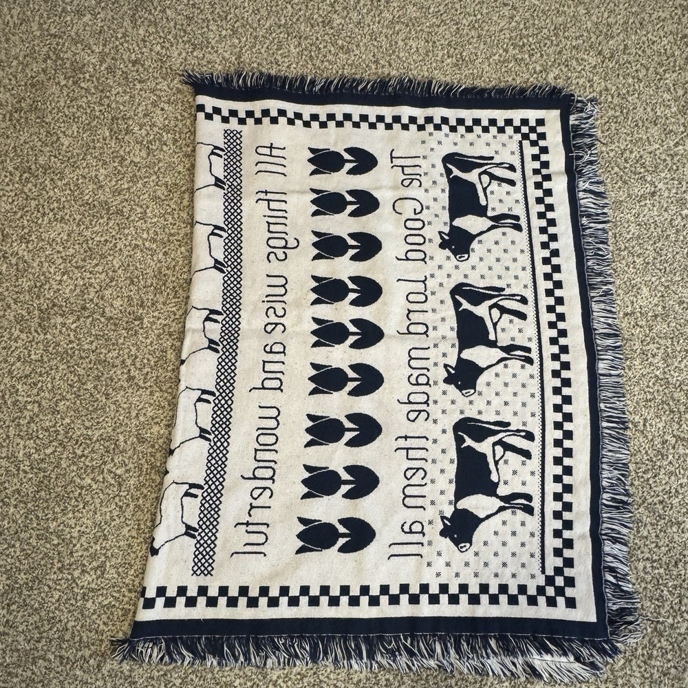 Simply Country Wholesale Vintage 100% cotton vintage throw/blanket. Blue 66x43 - Picture 6 of 7